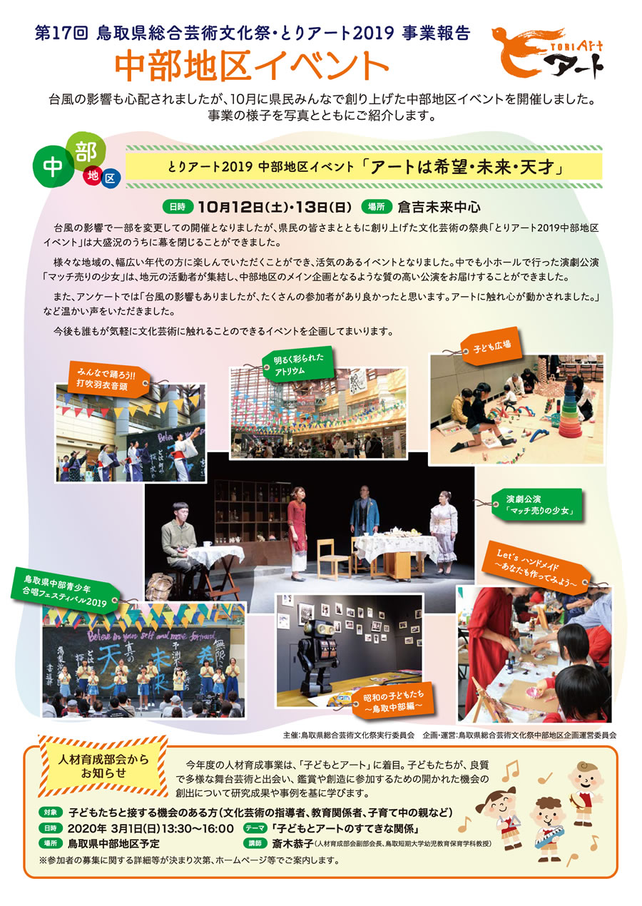 とりアート情報 第17回鳥取県総合芸術文化祭 とりアート2019 事業報告　中部地区イベント